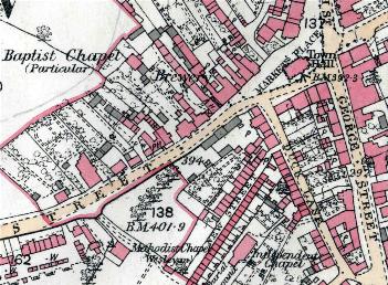 The Congregational (Independent) church shown on a map of 1882